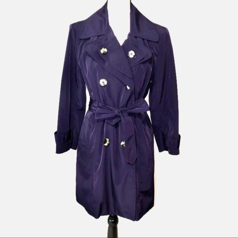 London Fog Blue Purple Trench Coat SZ S